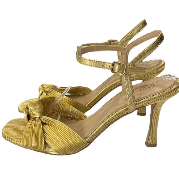 Jewel Badgley Mischka Women's Hydee Knot Stiletto Evening Sandals Size 8 Gold - Picture 1 of 8